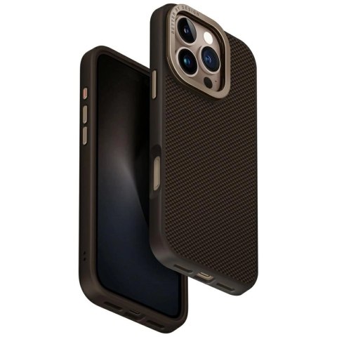 Etui UNIQ Keva Max Magclick Charging Camera Stand na iPhone 16 Pro - brązowe