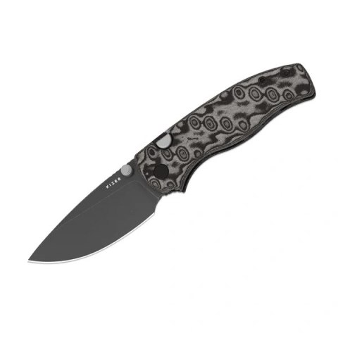 Nóż składany Kizer Glaux Black Vortex Micarta, Gray PVD / Stonewashed 14C28N (V3801A2)