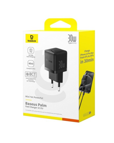 Baseus Palm Szybka Ładowarka Sieciowa 30W 1×USB-C EU Biały