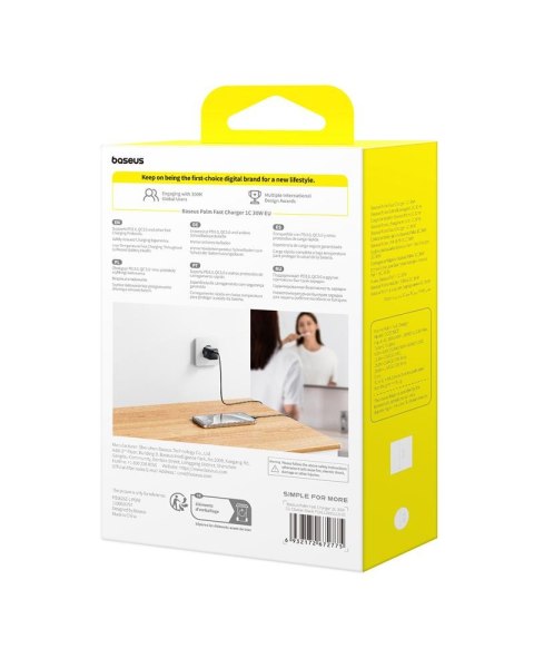 Baseus Palm Szybka Ładowarka Sieciowa 30W 1×USB-C EU Biały