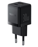 Baseus Palm Szybka Ładowarka Sieciowa 30W USB-C USB-A EU Czarny