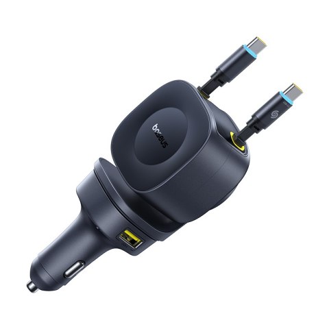 Baseus PrimeTrip VR2 Max 100W ładowarka samochodowa z chowanym kablem 3 x usb-c 1 x usb czarna