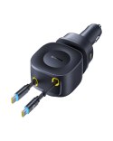Baseus PrimeTrip VR2 Max 100W ładowarka samochodowa z chowanym kablem 3 x usb-c 1 x usb czarna
