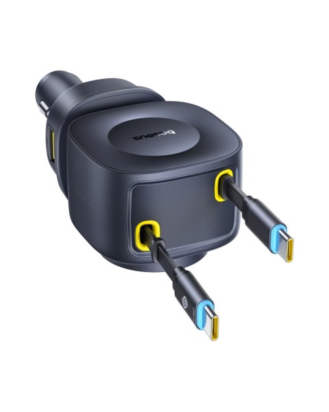 Baseus PrimeTrip VR2 Max 100W ładowarka samochodowa z chowanym kablem 3 x usb-c 1 x usb czarna