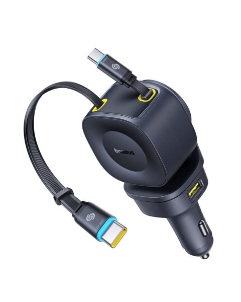 Baseus PrimeTrip VR2 Max 100W ładowarka samochodowa z chowanym kablem 3 x usb-c 1 x usb czarna