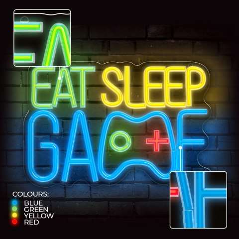 Forever Light Neon PLEXI LED EAT SLEEP GAME multikolor FPNE33