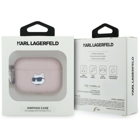 Karl Lagerfeld etui Monogram Choupette Head do AirPods Pro 3 różowy