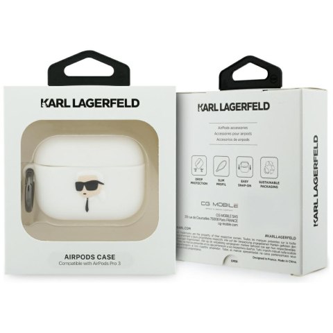 Karl Lagerfeld etui Silicone Karl Head 3D do AirPods Pro 3 biały