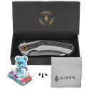 Nóż składany Kizer Draca Gray Aluminium / Black-Green Carbon Fiber, Stonewashed S45VN by Mikey Carlson (Ki4751A1)