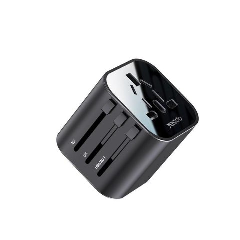 Yesido Uniwersalny Adapter MC09 UK/EU/US /AU Max 8A, BLACK / CZARNY