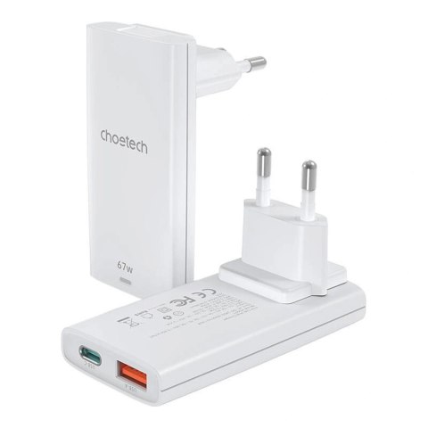 Ładowarka sieciowa Choetech PD6011 65 W GaN Ultra USB-C + USB-A - biała