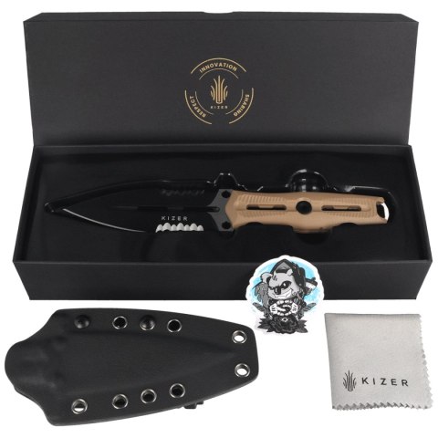 Nóż Kizer Norcross D/E Tan G10, Black PVD Nitro-V by L.F (ZX-FB01A3)