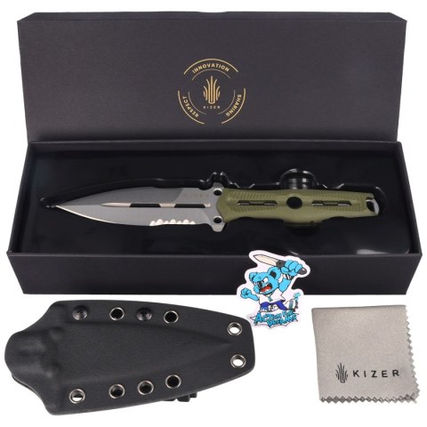 Nóż Kizer Norcross Olive Green G10, Stonewashed Nitro-V by L.F (ZX-FB01A4)
