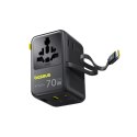 Adapter podróżny Baseus EnerCore CG11 70W 6w1 ze zwijanym kablem USB-C - czarny