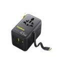 Adapter podróżny Baseus PicoGo AG11 45W 6w1 ze zwijanym kablem USB-C - czarny