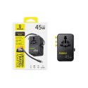 Adapter podróżny Baseus PicoGo AG11 45W 6w1 ze zwijanym kablem USB-C - czarny