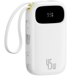 Baseus Powerbank EnerFill FC31 20000mAh 45W z wyświetlaczem z kablami USB-C i USB-C biały