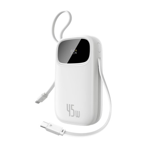 Baseus Powerbank EnerFill FC31 20000mAh 45W z wyświetlaczem z kablami USB-C i USB-C biały