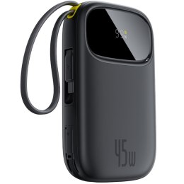 Baseus Powerbank EnerFill FC31 20000mAh 45W z wyświetlaczem z kablami USB-C i USB-C czarny