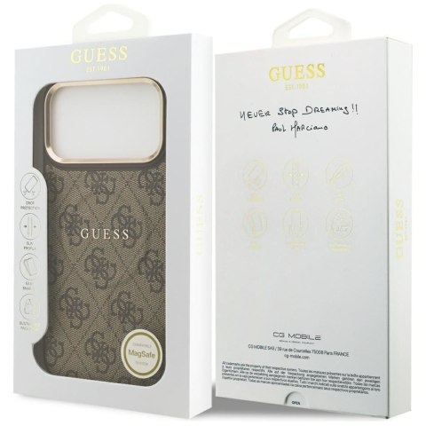 GUESS futerał do IPHONE 17 Pro Max kompatybilny z MagSafe GUHMP17XP4MSEGCW (PU 4G W/ Classic) brązowy