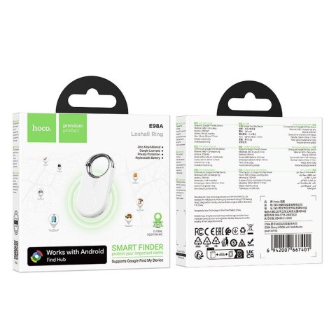 Lokalizator zgodny z Google Find My Device Hoco E98A biały