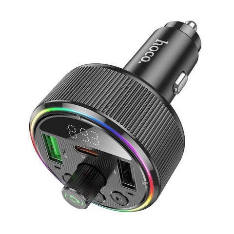Transmiter samochodowy bluetooth Hoco 2 x USB A + USB C QC3.0 PD 30W E82 czarny