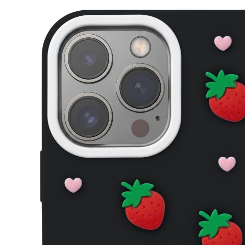 Nakładka Strawberry do iPhone 12 / 12 Pro 6,1" czarna