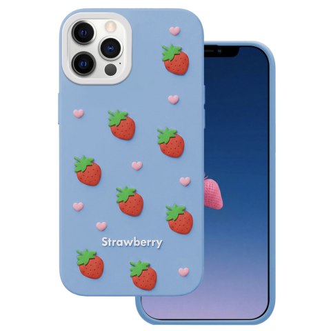 Nakładka Strawberry do iPhone 12 / 12 Pro 6,1" niebieska