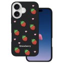 Nakładka Strawberry do iPhone 16 6,1" czarna