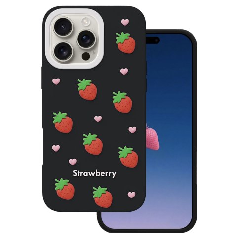 Nakładka Strawberry do iPhone 16 Pro Max 6,9" czarna