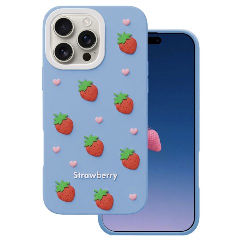 Nakładka Strawberry do iPhone 16 Pro Max 6,9" niebieska