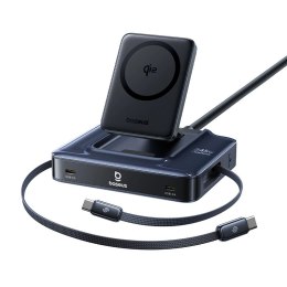 Stacja ładująca Baseus Nomos NH21 6w1 245W bezprzewodowa z dwoma zwijanymi kablami USB-C - czarna