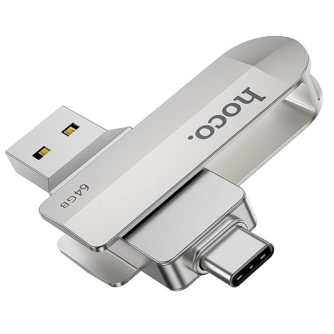 Pendrive 64GB USB 3.0 (USB A + USB C) Hoco UD10 srebrny