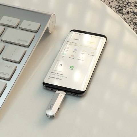 Pendrive 64GB USB 3.0 (USB A + USB C) Hoco UD10 srebrny