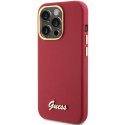 GUESS futerał do IPHONE 15 Pro GUHCP15LSMBSLM (Silicone Script Metal Logo & Frame) magenta