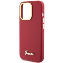 GUESS futerał do IPHONE 15 Pro GUHCP15LSMBSLM (Silicone Script Metal Logo & Frame) magenta