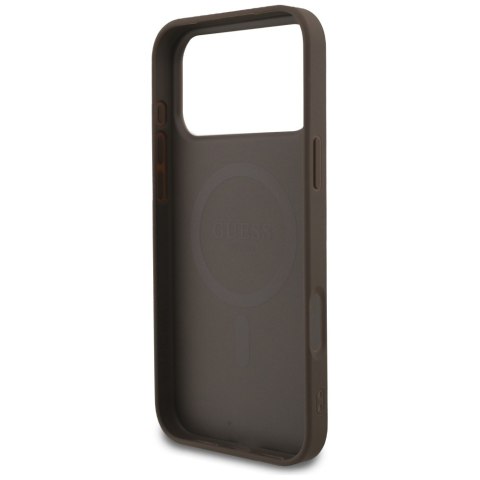 Etui Guess 4G Ring Classic Logo MagSafe do iPhone 17 Pro Max brązowy