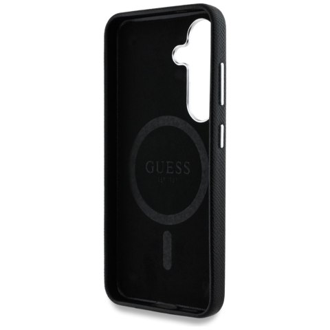 Etui Guess Grained Triangle Logo MagSafe do Samsung Galaxy S25 czarny