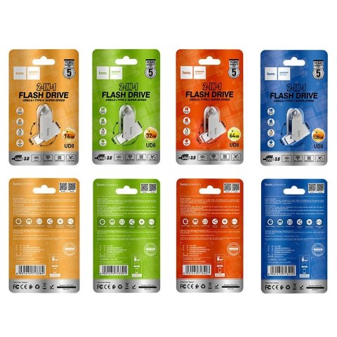 Pendrive 128GB USB 3.0 (USB A + USB C) Hoco UD8 nikiel