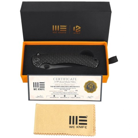 Nóż składany WeKnife Dracarys LE No 076/199 Black Titanium, Black Stonewashed / Satin M390 (WE25061B-5)
