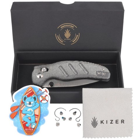 Nóż składany Kizer C01C 2.9 CD Black Norplex UltreX Micarta, Satin Elmax by Sheepdog Knives (Ki3488.29CDA2)