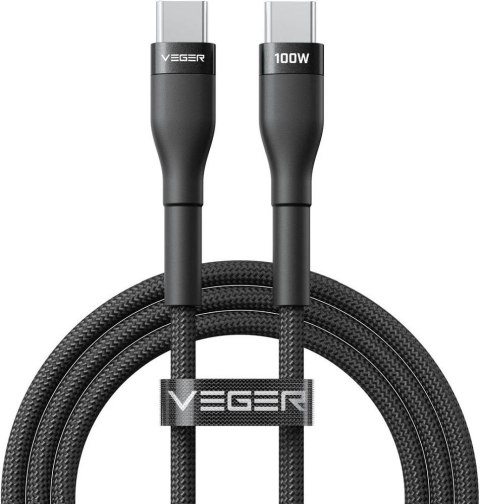 Kabel USB C do USB C VEGER PD 5A 100W 1,5 m CC05 czarny