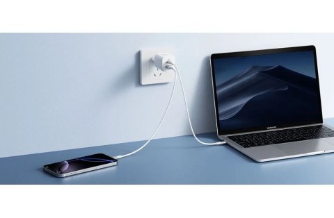 Ładowarka sieciowa do telefonu VEGER USB A + Typ C PD Super Charge PPS 100W + kabel Typ C do C 240W TR150 biała