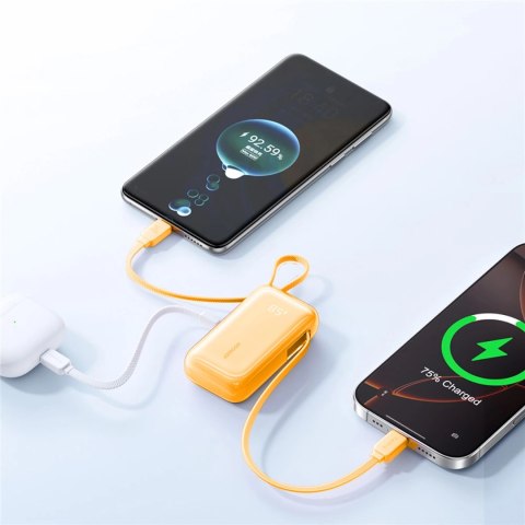 Powerbank Joyroom JR-PR2 35W 10000mAh z wbudowanymi kablami USB-C i Lightning - pomarańczowy