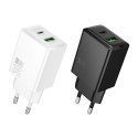 Ładowarka sieciowa do telefonu Hoco USB A + USB C QC3.0 PD AFC 3A 30W N71 biała