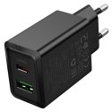 Ładowarka sieciowa do telefonu Hoco USB A + USB C QC3.0 PD AFC 3A 30W N71 czarna
