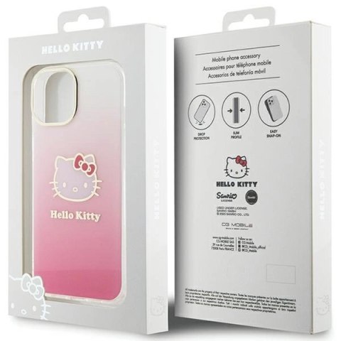 Etui Hello Kitty IML Gradient Electrop Kitty Head na iPhone 15 - różowe