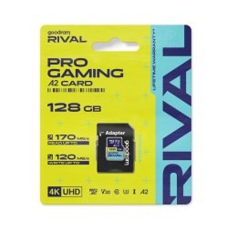 GOODRAM RIVAL Karta pamięci microSD 128GB 100MB/s class 10 UHS-I U3 V30 A2 z adapterem SD