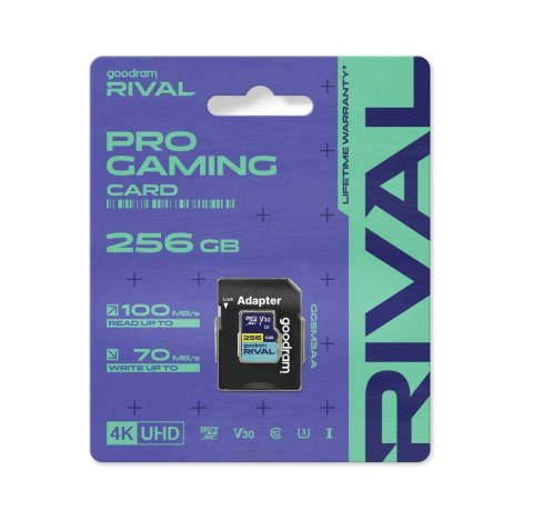 GOODRAM RIVAL Karta pamięci microSD 256GB 100MB/s class 10 UHS-I U3 V30 z adapterem SD