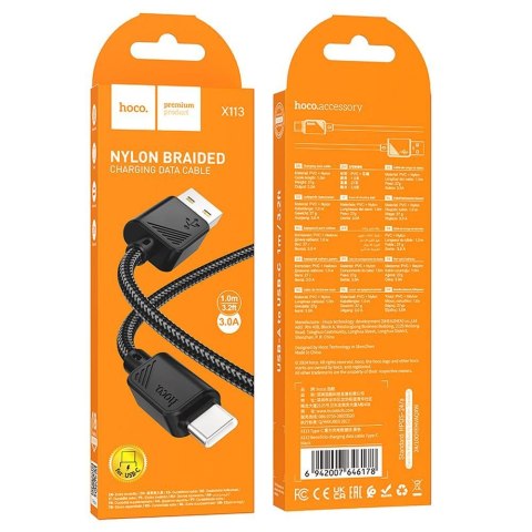 Kabel USB A do USB C Hoco 3A 1 m X113 czarny